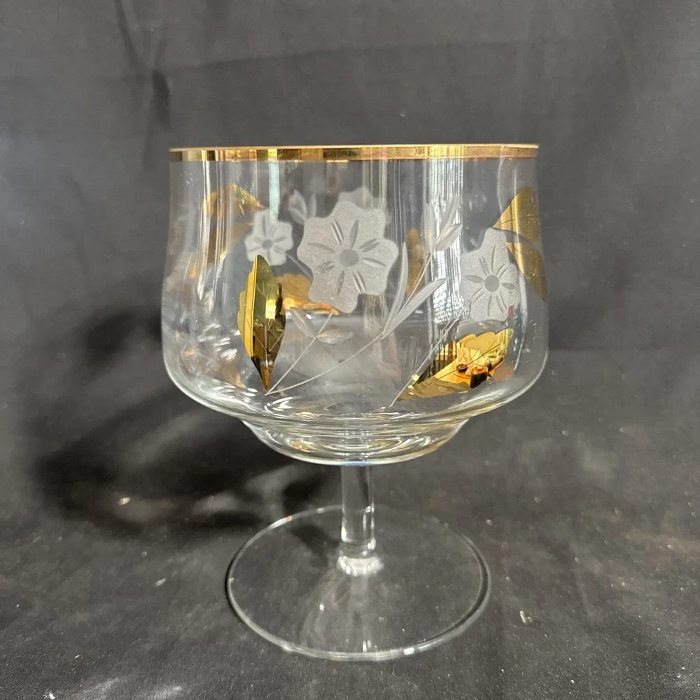 MCM Apothecary Jar Etched Gold Leaves on Sides Candy Jar Tuscany